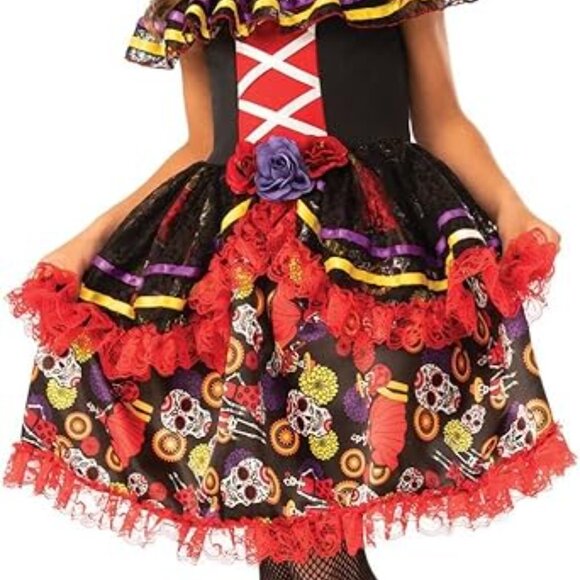 Halloween dress GIRLS PARTY CITY DAY OF THE DEAD SUGAR SKULL  COSTUME SIZE M - Picture 11 of 12